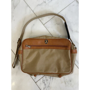 Vintage Mercury Tan And Brown Nylon Messenger Bag With Adjustable Strap